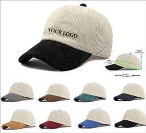 Two Tone Corduroy Baseball Hat